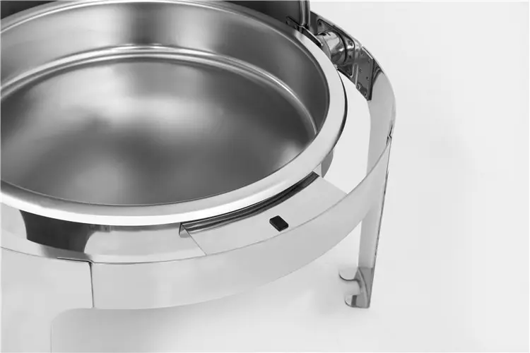 6QT round roll top cover stainless steel hotel buffet chafing dish (2)