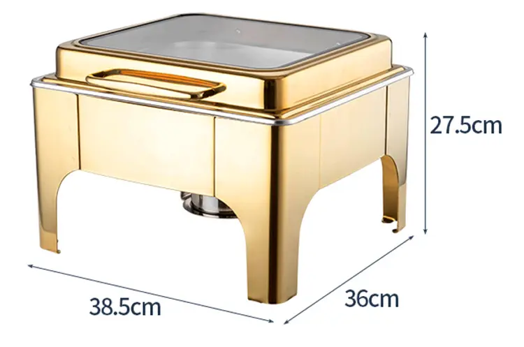 Golden square 6QT stainless steel visible hydraulic pressure lid chafing dish with win ( (3)