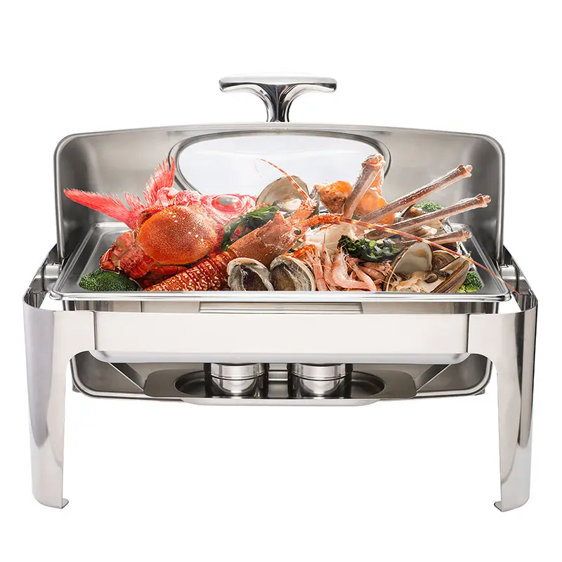 9QT rectangle visible stainless steel lid buffet chafing dish with window (3).jpg